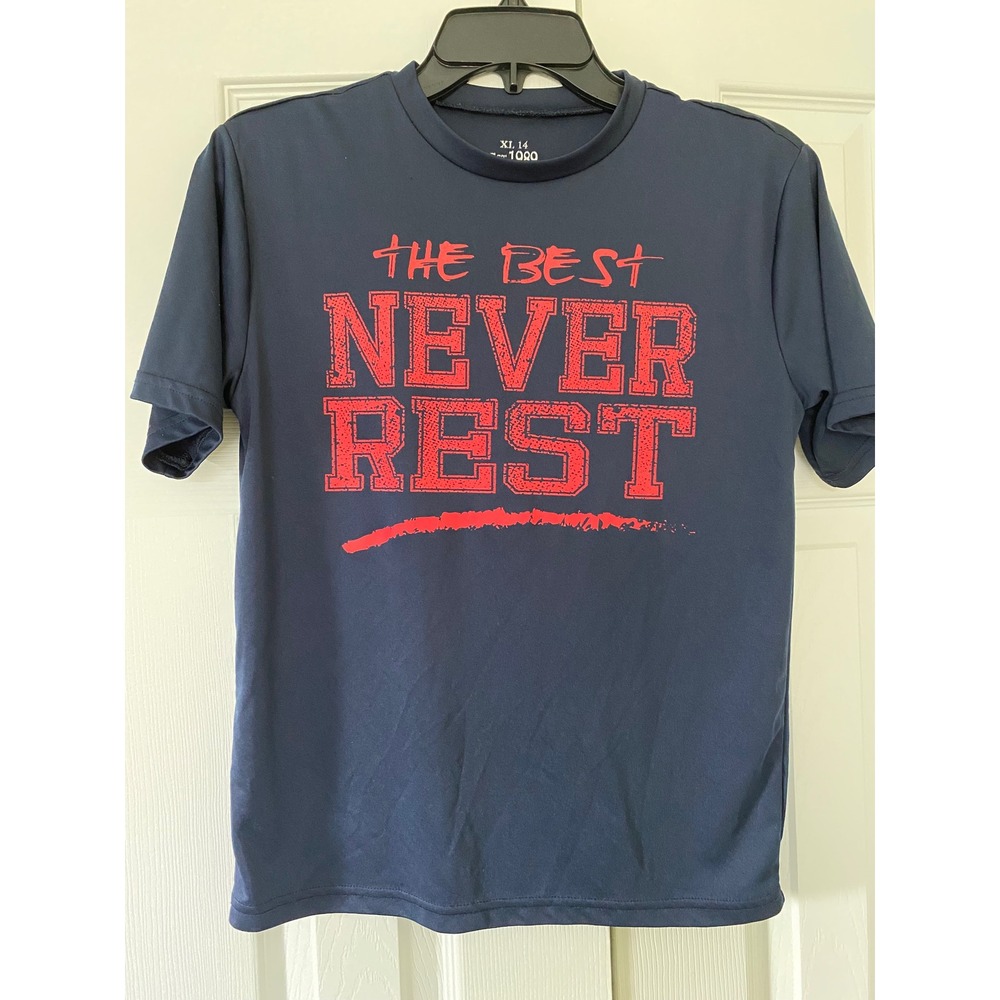 The Children's Place Graphic Tee Boys XL 14 Navy Blue The Best Never Rest Shirt